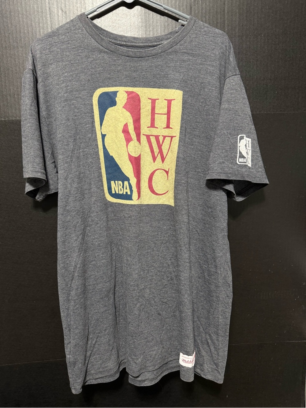 👺Mitchell & Ness NBA Hardwood Classics HWC Logo Graphic Tee Tri-Blend Grey XL